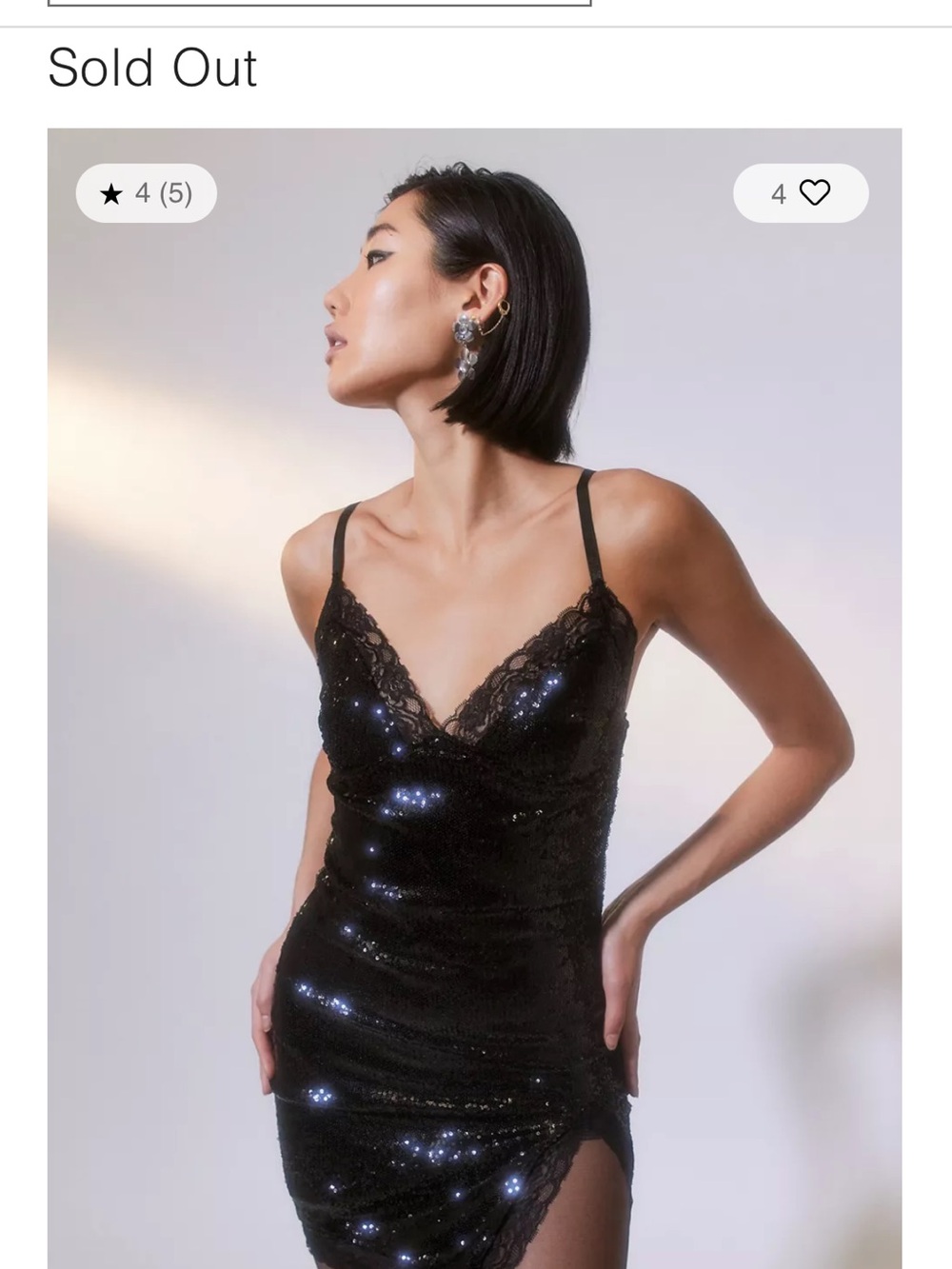Motel Rocks Black Sequin Lace Trim Slip Dress